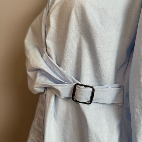 New York & Company light blue wrap buckle blouse size 6/small - Picture 5 of 12